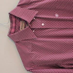 Ariat Men's Pink Patterned Casual Button Down Shirt